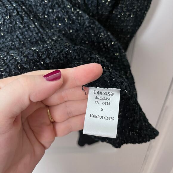 Sage the Label Women's Black Open Back Slouchy Twist Chunky Sweater Small NEW - Picture 6 of 8